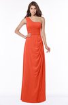 ColsBM Fran Tangerine Tango Modest A-line One Shoulder Zip up Chiffon Bridesmaid Dresses
