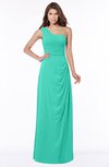 ColsBM Fran Viridian Green Modest A-line One Shoulder Zip up Chiffon Bridesmaid Dresses