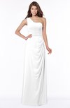 ColsBM Fran White Modest A-line One Shoulder Zip up Chiffon Bridesmaid Dresses