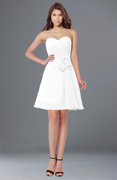 ColsBM Lindsay White Glamorous A-line Sweetheart Sleeveless Chiffon Flower Bridesmaid Dresses