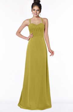 ColsBM Keira Golden Olive Medieval A-line Spaghetti Sleeveless Floor Length Bridesmaid Dresses