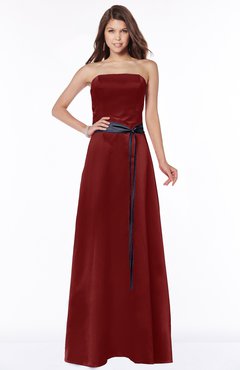 ColsBM Jazlynn Maroon Luxury A-line Bateau Zip up Satin Floor Length Bridesmaid Dresses