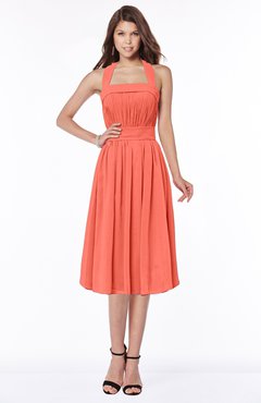 ColsBM Montana Living Coral Luxury A-line Sleeveless Chiffon Pleated Bridesmaid Dresses