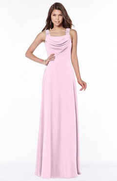 ColsBM Thea Baby Pink Elegant Wide Square Sleeveless Half Backless Chiffon Beaded Bridesmaid Dresses