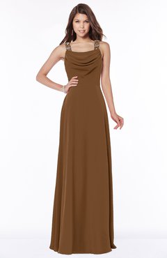ColsBM Thea Brown Elegant Wide Square Sleeveless Half Backless Chiffon Beaded Bridesmaid Dresses