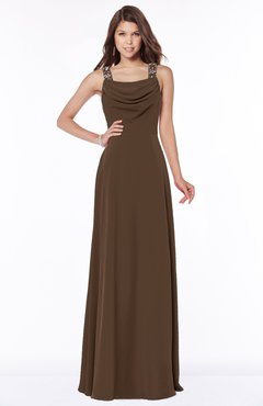 ColsBM Thea Chocolate Brown Elegant Wide Square Sleeveless Half Backless Chiffon Beaded Bridesmaid Dresses