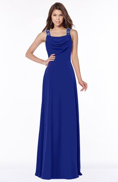 ColsBM Thea Nautical Blue Elegant Wide Square Sleeveless Half Backless Chiffon Beaded Bridesmaid Dresses