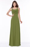 ColsBM Thea Olive Green Elegant Wide Square Sleeveless Half Backless Chiffon Beaded Bridesmaid Dresses