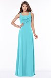 ColsBM Thea Turquoise Elegant Wide Square Sleeveless Half Backless Chiffon Beaded Bridesmaid Dresses