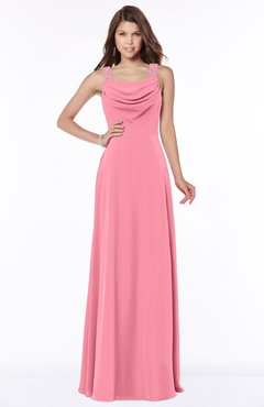 ColsBM Thea Watermelon Elegant Wide Square Sleeveless Half Backless Chiffon Beaded Bridesmaid Dresses