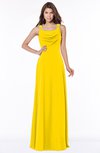 ColsBM Thea Yellow Elegant Wide Square Sleeveless Half Backless Chiffon Beaded Bridesmaid Dresses