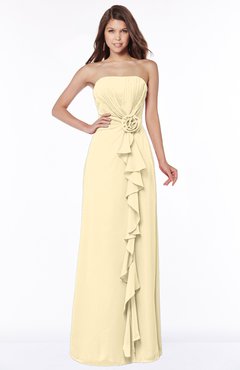 ColsBM Aimee Cornhusk Antique Bateau Half Backless Chiffon Floor Length Bridesmaid Dresses