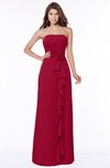 ColsBM Aimee Dark Red Antique Bateau Half Backless Chiffon Floor Length Bridesmaid Dresses