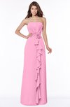 ColsBM Aimee Pink Antique Bateau Half Backless Chiffon Floor Length Bridesmaid Dresses