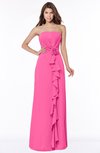 ColsBM Aimee Rose Pink Antique Bateau Half Backless Chiffon Floor Length Bridesmaid Dresses
