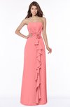 ColsBM Aimee Shell Pink Antique Bateau Half Backless Chiffon Floor Length Bridesmaid Dresses