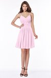 ColsBM Vera Baby Pink Modest A-line Sleeveless Zip up Knee Length Ruching Bridesmaid Dresses