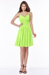 ColsBM Vera Bright Green Modest A-line Sleeveless Zip up Knee Length Ruching Bridesmaid Dresses