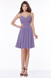 ColsBM Vera Chalk Violet Modest A-line Sleeveless Zip up Knee Length Ruching Bridesmaid Dresses