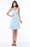 ColsBM Vera Ice Blue Modest A-line Sleeveless Zip up Knee Length Ruching Bridesmaid Dresses