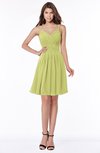 ColsBM Vera Linden Green Modest A-line Sleeveless Zip up Knee Length Ruching Bridesmaid Dresses