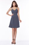 ColsBM Vera Nightshadow Blue Modest A-line Sleeveless Zip up Knee Length Ruching Bridesmaid Dresses