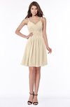 ColsBM Vera Novelle Peach Modest A-line Sleeveless Zip up Knee Length Ruching Bridesmaid Dresses