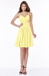ColsBM Vera Pastel Yellow Modest A-line Sleeveless Zip up Knee Length Ruching Bridesmaid Dresses