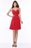 ColsBM Vera Red Modest A-line Sleeveless Zip up Knee Length Ruching Bridesmaid Dresses