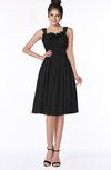 ColsBM Lainey Black Gorgeous A-line Wide Square Sleeveless Chiffon Knee Length Bridesmaid Dresses