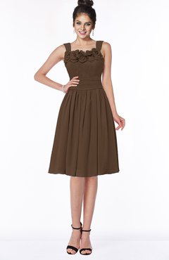 ColsBM Lainey Chocolate Brown Gorgeous A-line Wide Square Sleeveless Chiffon Knee Length Bridesmaid Dresses
