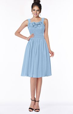 ColsBM Lainey Dusty Blue Gorgeous A-line Wide Square Sleeveless Chiffon Knee Length Bridesmaid Dresses
