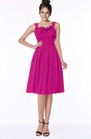 ColsBM Lainey Hot Pink Gorgeous A-line Wide Square Sleeveless Chiffon Knee Length Bridesmaid Dresses
