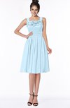 ColsBM Lainey Ice Blue Gorgeous A-line Wide Square Sleeveless Chiffon Knee Length Bridesmaid Dresses