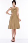 ColsBM Lainey Indian Tan Gorgeous A-line Wide Square Sleeveless Chiffon Knee Length Bridesmaid Dresses