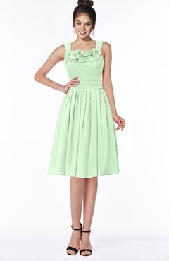 ColsBM Lainey Light Green Gorgeous A-line Wide Square Sleeveless Chiffon Knee Length Bridesmaid Dresses