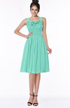 ColsBM Lainey Mint Green Gorgeous A-line Wide Square Sleeveless Chiffon Knee Length Bridesmaid Dresses
