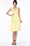 ColsBM Lainey Soft Yellow Gorgeous A-line Wide Square Sleeveless Chiffon Knee Length Bridesmaid Dresses