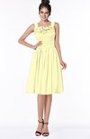 ColsBM Lainey Wax Yellow Gorgeous A-line Wide Square Sleeveless Chiffon Knee Length Bridesmaid Dresses