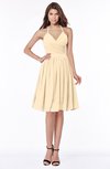 ColsBM Raine Apricot Gelato Traditional Halter Sleeveless Chiffon Knee Length Bridesmaid Dresses