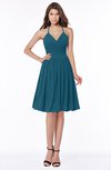 ColsBM Raine Moroccan Blue Traditional Halter Sleeveless Chiffon Knee Length Bridesmaid Dresses