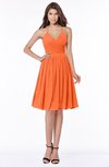ColsBM Raine Tangerine Traditional Halter Sleeveless Chiffon Knee Length Bridesmaid Dresses