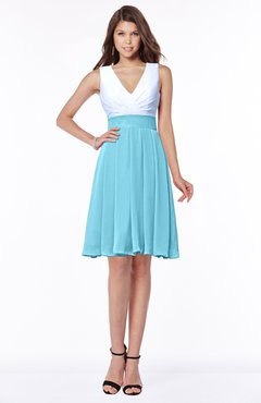 ColsBM Jolie Light Blue Gorgeous A-line V-neck Sleeveless Chiffon Bridesmaid Dresses