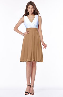 ColsBM Jolie Light Brown Gorgeous A-line V-neck Sleeveless Chiffon Bridesmaid Dresses