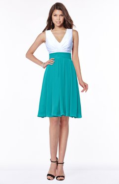 ColsBM Jolie Peacock Blue Gorgeous A-line V-neck Sleeveless Chiffon Bridesmaid Dresses