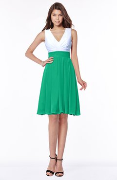 ColsBM Jolie Pepper Green Gorgeous A-line V-neck Sleeveless Chiffon Bridesmaid Dresses