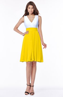 ColsBM Jolie Yellow Gorgeous A-line V-neck Sleeveless Chiffon Bridesmaid Dresses