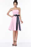 ColsBM Amiya Baby Pink Glamorous A-line Sleeveless Zip up Chiffon Knee Length Bridesmaid Dresses