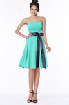 ColsBM Amiya Blue Turquoise Glamorous A-line Sleeveless Zip up Chiffon Knee Length Bridesmaid Dresses