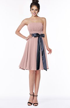 ColsBM Amiya Blush Pink Glamorous A-line Sleeveless Zip up Chiffon Knee Length Bridesmaid Dresses